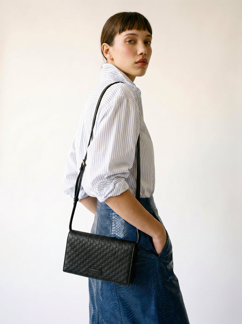 Cartera Gucci Con Cadena Microguccissima Negro