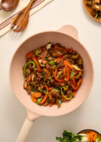 Wok Studio - Wok En Aluminium Moulé Avec Revêtement Céramique - Sable