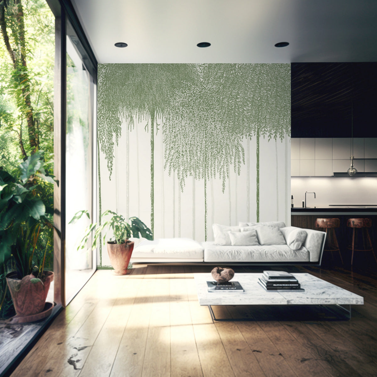 Woods Mural - Forest Green