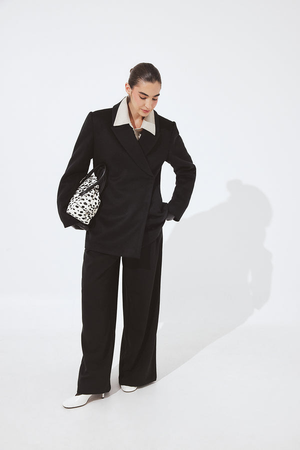 Manteau Wool Blend Blazer Short - Noir