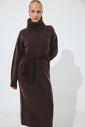 Vestido Wool Blend Knitted Midi - Marrón