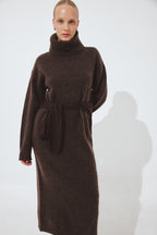 Vestido Wool Blend Knitted Midi - Marrón