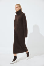 Vestido Wool Blend Knitted Midi - Marrón
