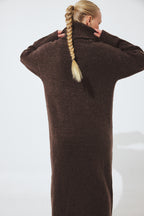 Vestido Wool Blend Knitted Midi - Marrón