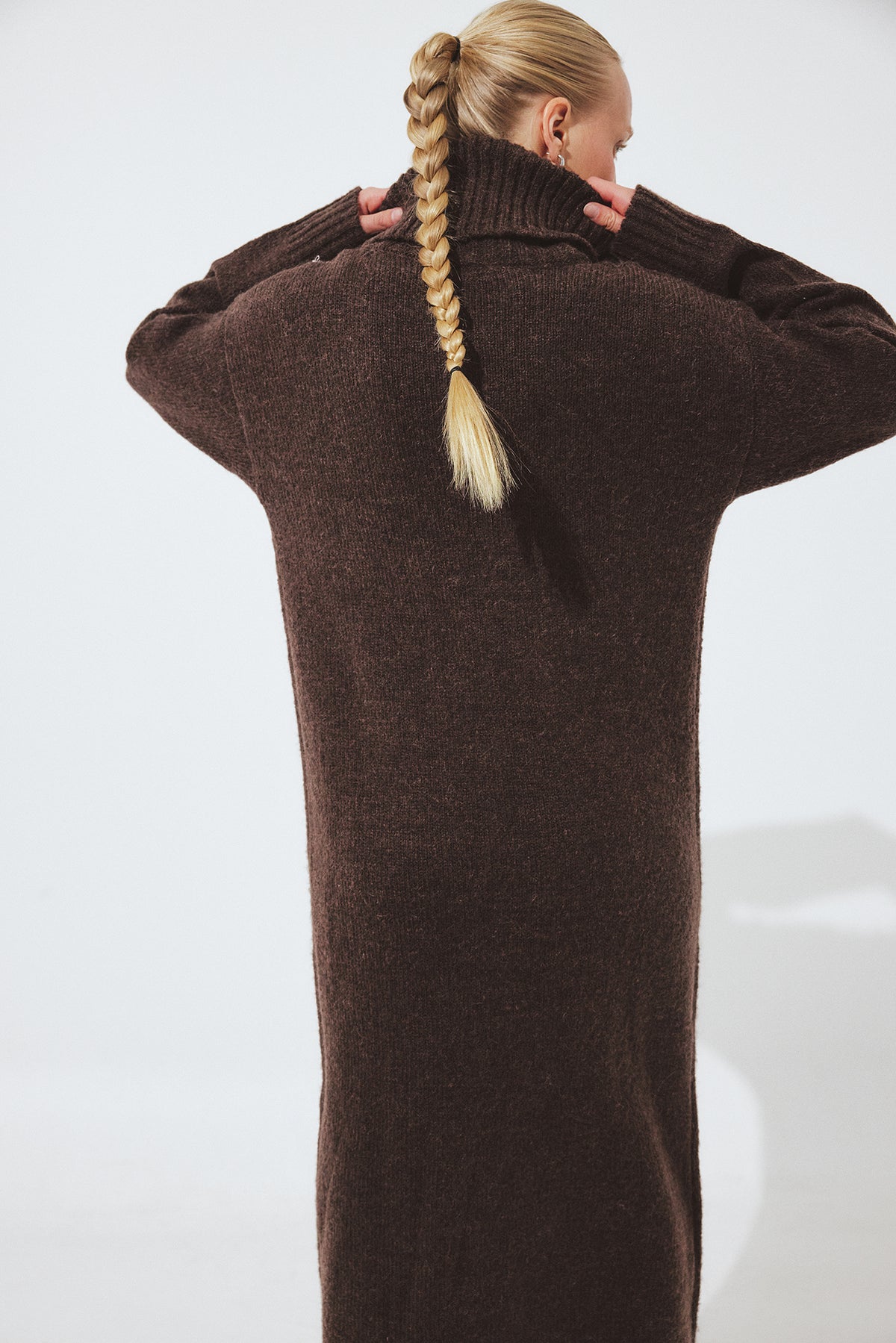 Vestido Wool Blend Knitted Midi - Marrón