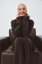 Vestido Wool Blend Knitted Midi - Marrón