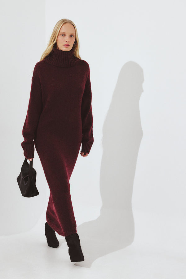 Robe Wool Blend Knitted Midi - Prune