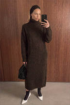 Vestido Wool Blend Knitted Midi - Marrón