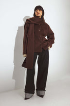 Cappotto Wool Blend Scarf Detail Short - Marrone
