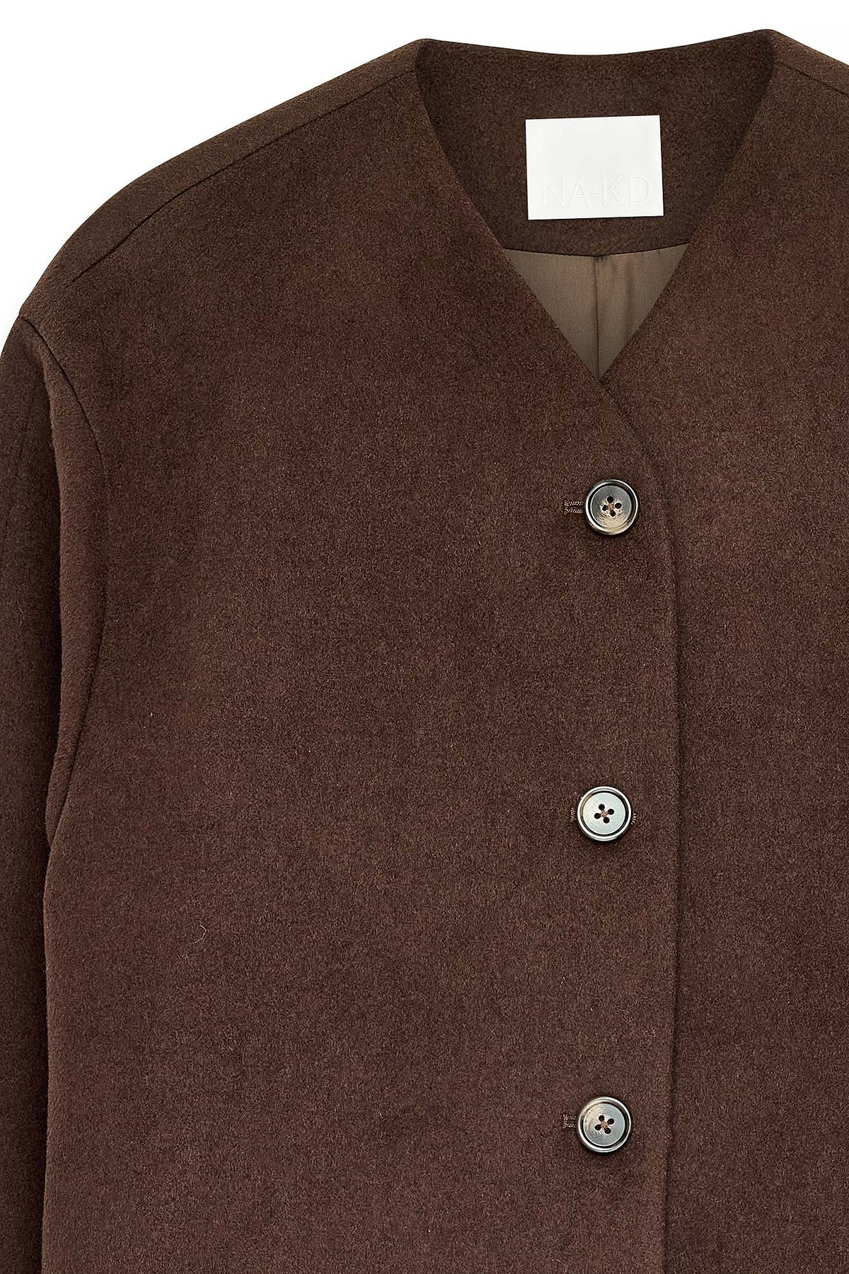 Cappotto Wool Blend Scarf Detail Short - Marrone