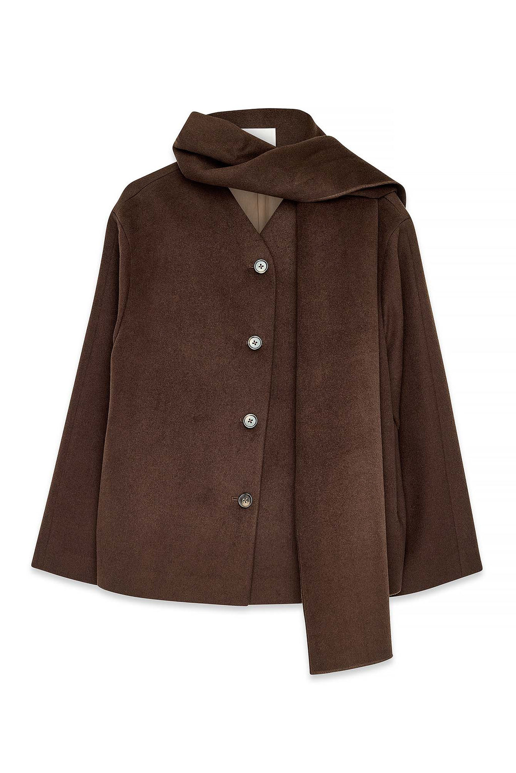 Cappotto Wool Blend Scarf Detail Short - Marrone