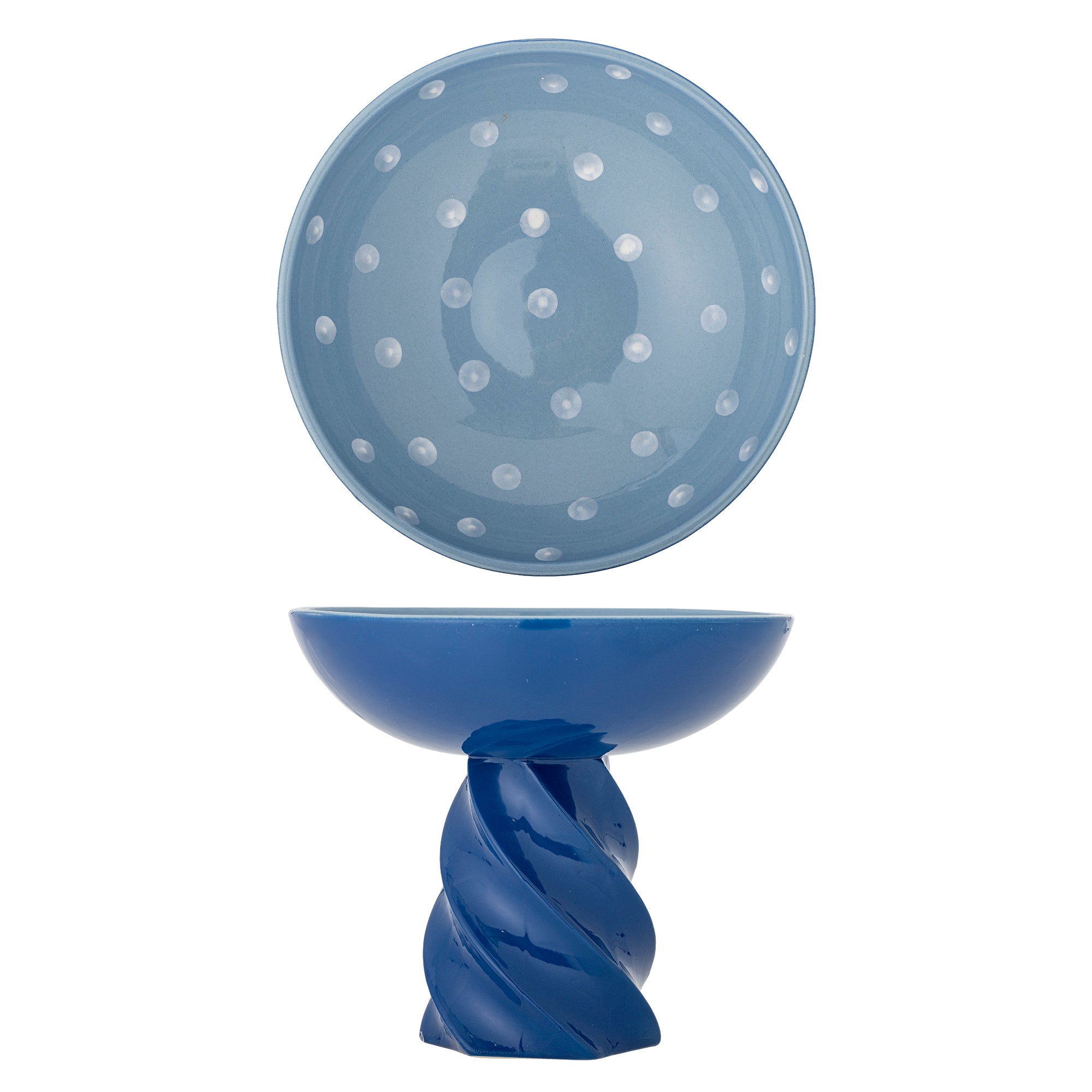 Riley - Pedestal Bowl - Blue - Stoneware