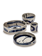Sophia - Plat De Service Creux Ovale - Grès - Beige Bleu