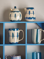 Allium - Jarrita De Leche Y Azucarero - Azul - Gres