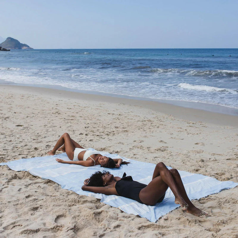 Fouta XXL Arthur Bleu ciel - 200 x 300 cm | Large Beach Towel | Sofa Throw