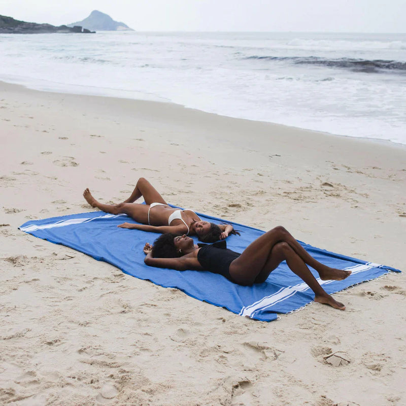 Fouta XXL Classique Bleu océan- 200 x 300 cm | Large Beach Towel | Sofa Throw