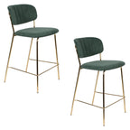 Jolien - Tabouret De Bar & De Comptoir - Tissu - Doré/Vert Foncé