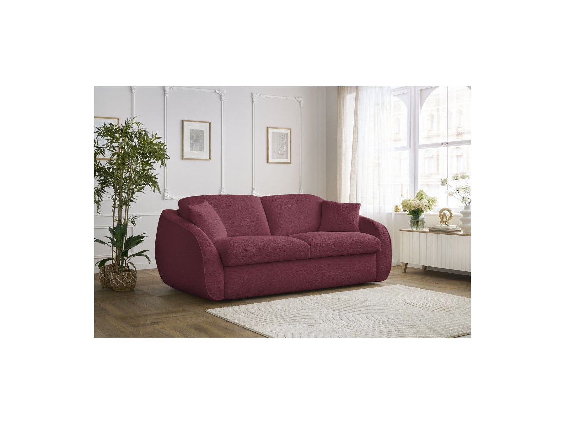 Cezanne - Straight Sofa Bed with Express Opening - Bouclé Fabric