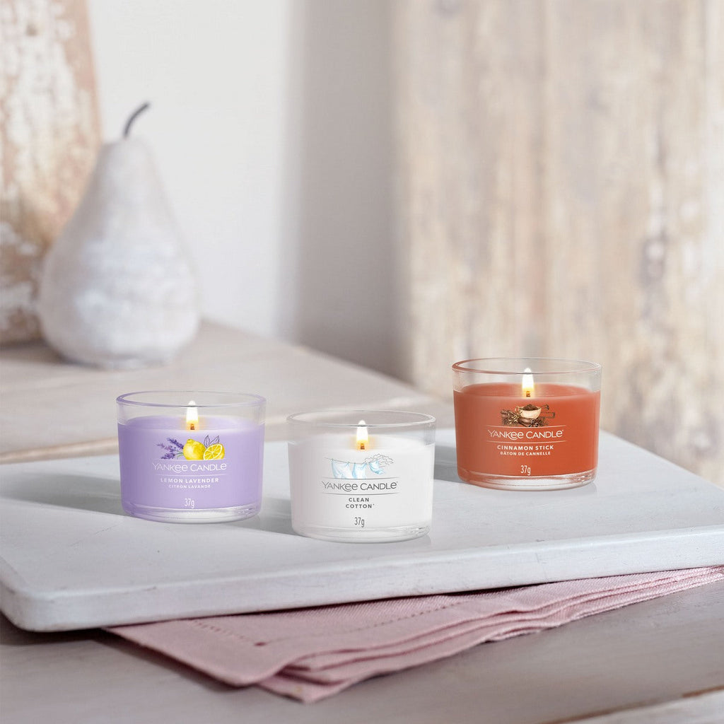 3 Velas Votivas En Vaso - Limón Lavanda