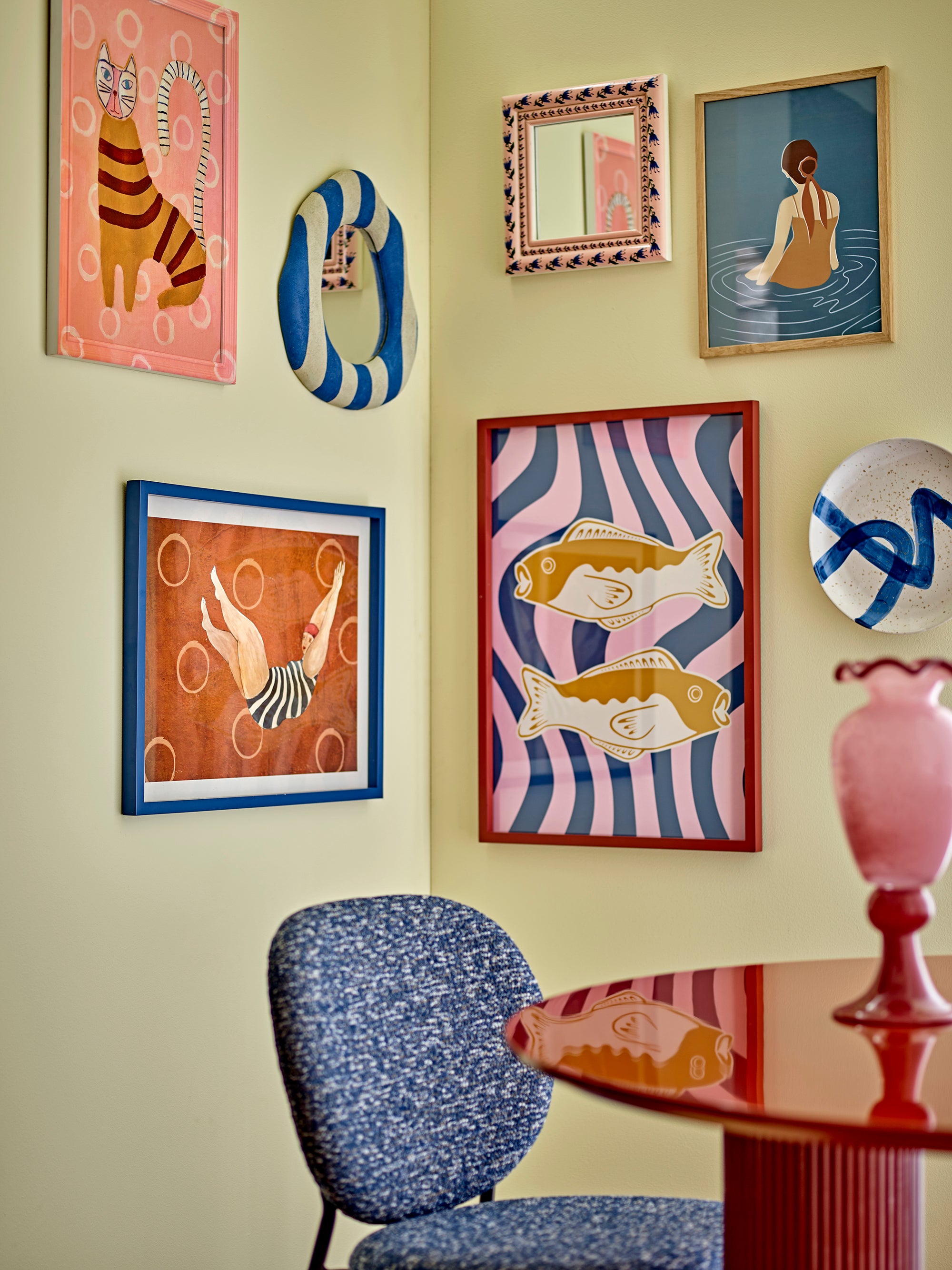 Badia - Wall Mirror - Powder Pink - Pine