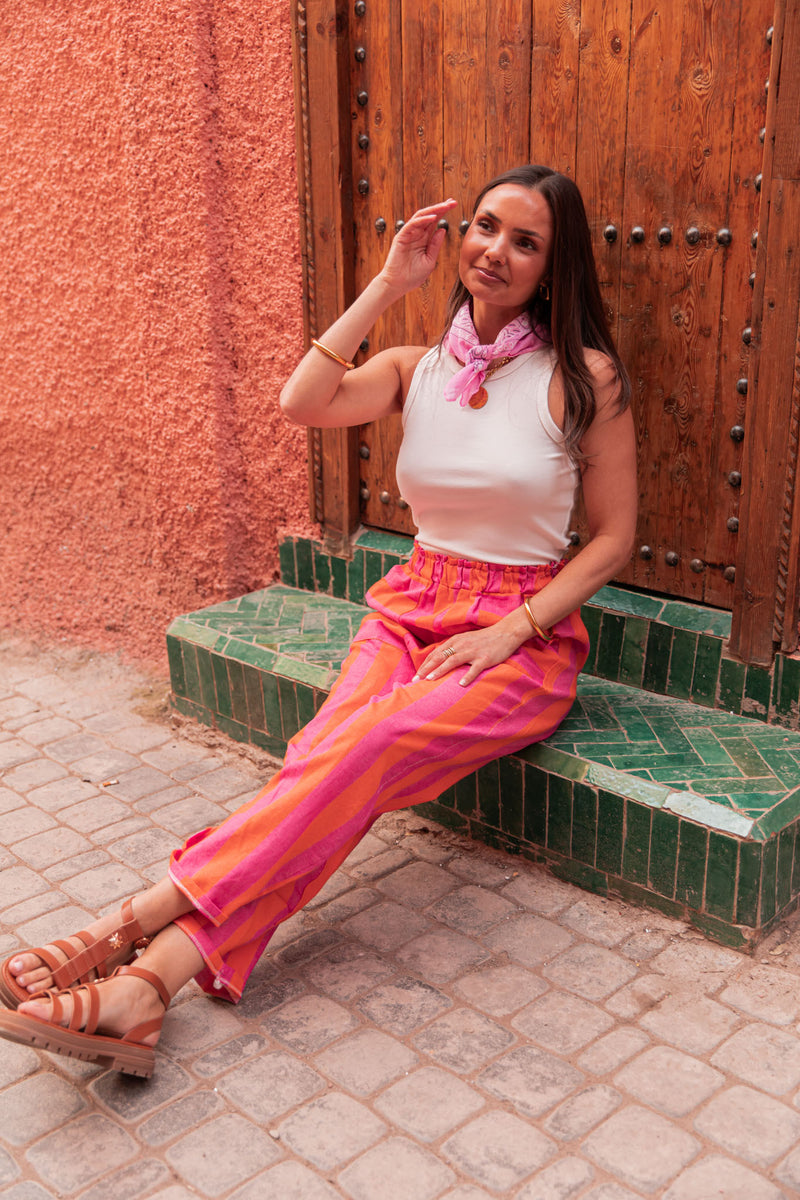 YOKO Orange - Pantalon Rayé