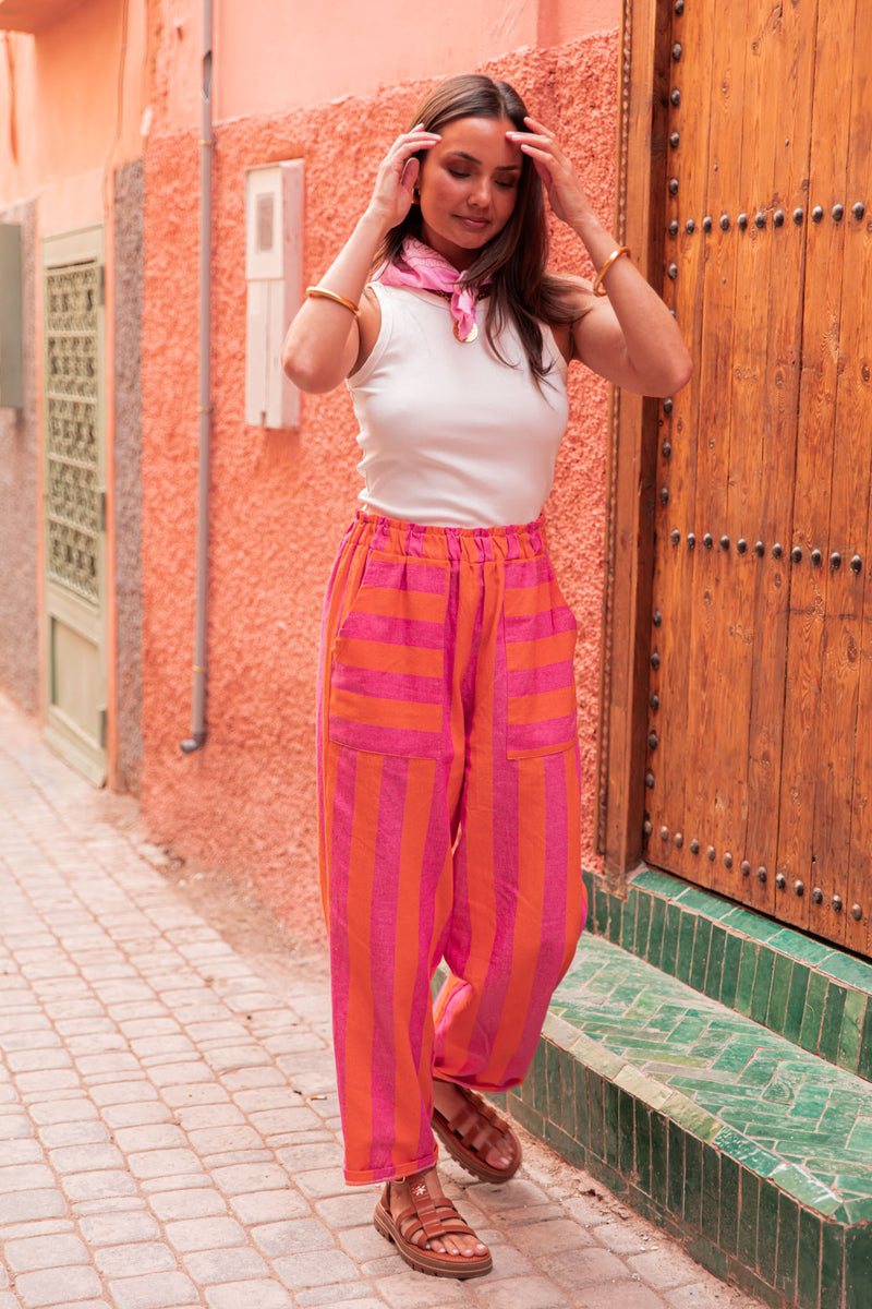 YOKO Orange - Pantalon Rayé