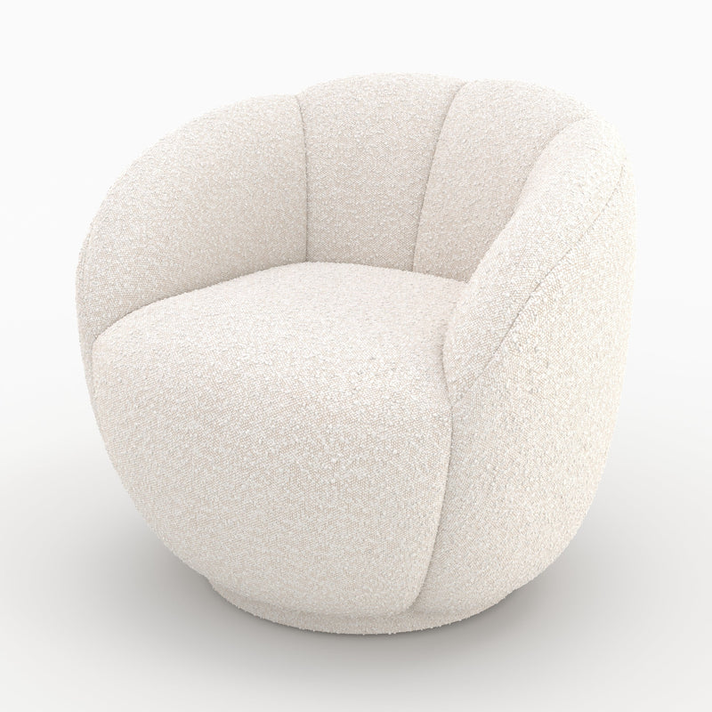 Fauteuil Ysé en tissu bouclé blanc