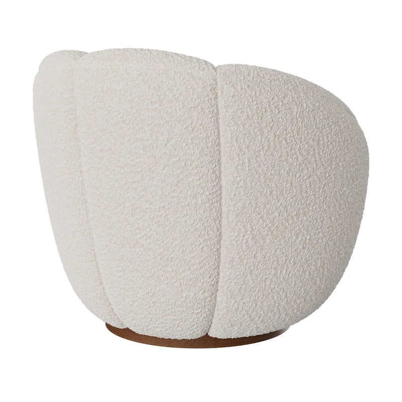 Fauteuil pivotant Ysé en tissu bouclé blanc