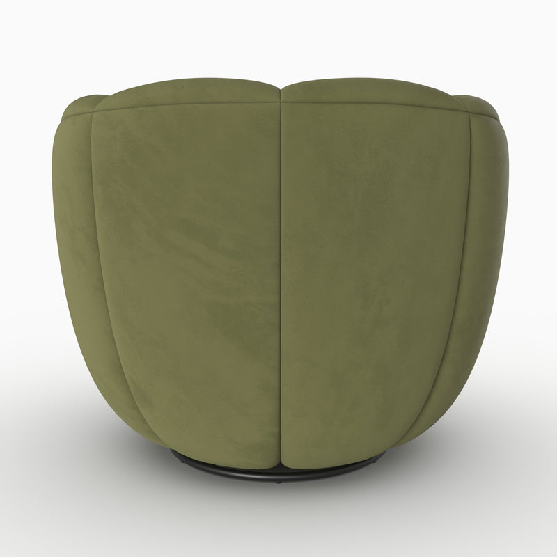Fauteuil pivotant Ysé en velours vert olive foncé