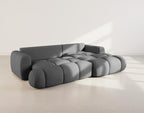 Yulin - Canapé D'Angle Convertible Avec Coffre - 4 Places - Tissu Bouclette - Gris Foncé