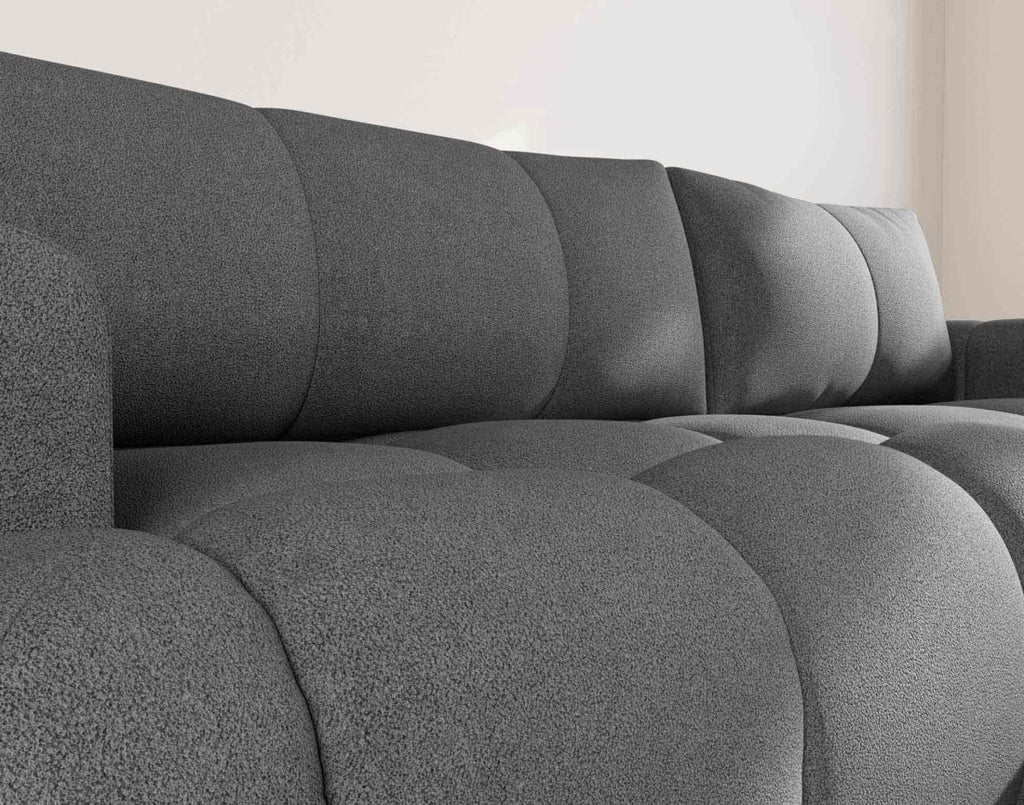 Yulin - Canapé D'Angle Convertible Avec Coffre - 4 Places - Tissu Bouclette - Gris Foncé