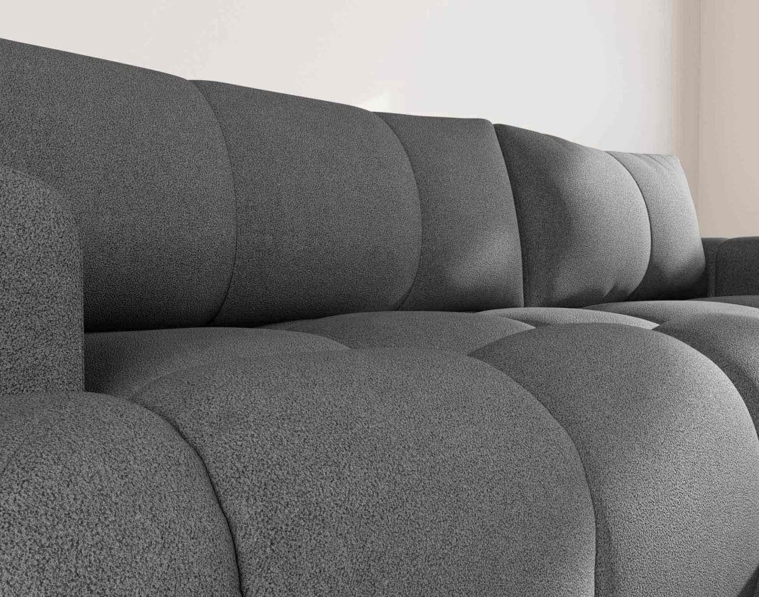 Yulin - Canapé D'Angle Convertible Avec Coffre - 4 Places - Tissu Bouclette - Gris Foncé