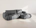 Yulin - Canapé D'Angle Convertible Avec Coffre - 4 Places - Tissu Bouclette - Gris Foncé