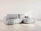 Yulin - 4-Seater Corner Sofa Bed with Storage - Bouclé Fabric - Light Grey