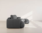 Yulin - Canapé D'Angle Convertible Avec Coffre - 4 Places - Tissu Bouclette - Gris Foncé