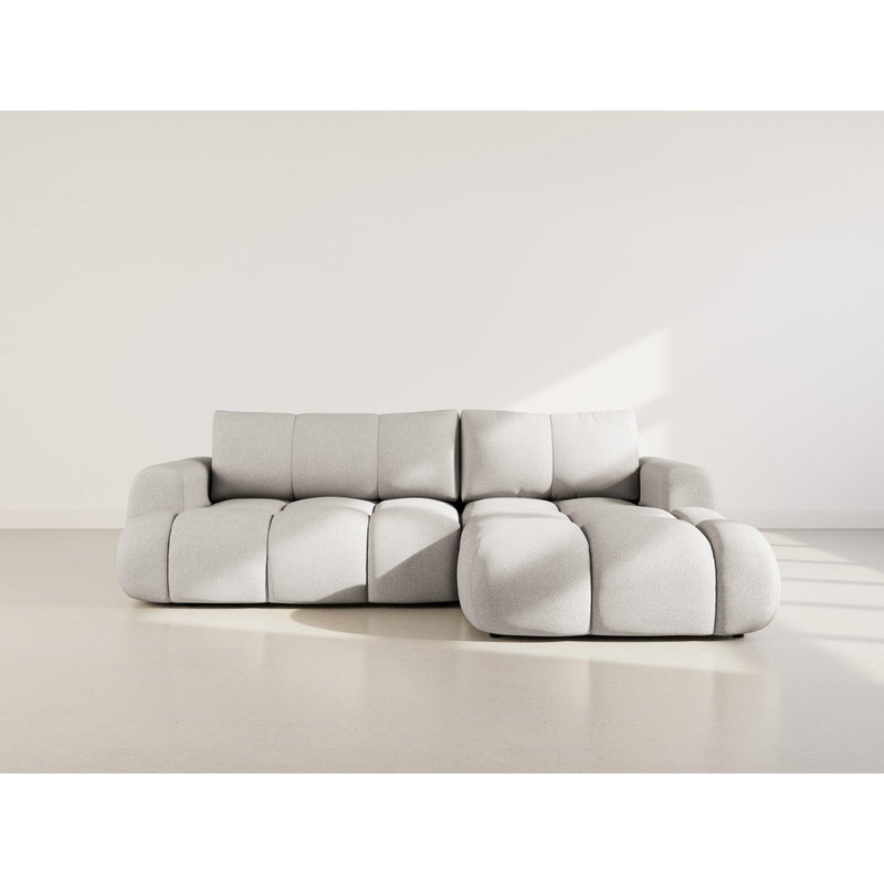Yulin - Canapé D'Angle Convertible Avec Coffre - 4 Places - Tissu Bouclette - Gris Clair