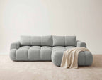 Yulin - 4-Seater Corner Sofa Bed with Storage - Bouclé Fabric - Light Grey
