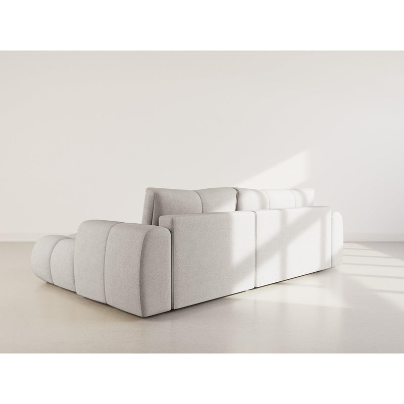 Yulin - Canapé D'Angle Convertible Avec Coffre - 4 Places - Tissu Bouclette - Gris Clair