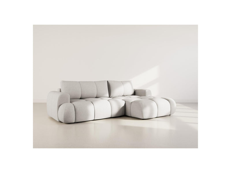 Yulin - Canapé D'Angle Convertible Avec Coffre - 4 Places - Tissu Bouclette - Gris Clair