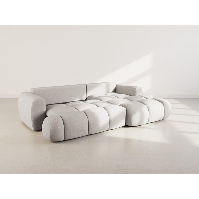 Yulin - Canapé D'Angle Convertible Avec Coffre - 4 Places - Tissu Bouclette - Gris Clair