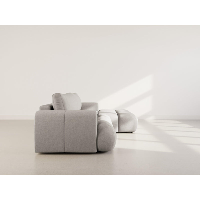 Yulin - Canapé D'Angle Convertible Avec Coffre - 4 Places - Tissu Bouclette - Gris Clair