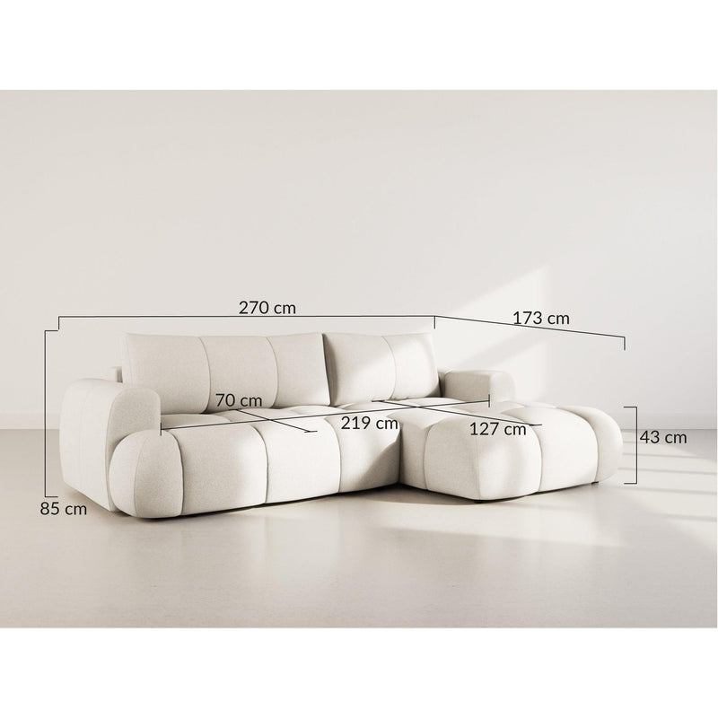 Yulin - Canapé D'Angle Convertible Avec Coffre - 4 Places - Tissu Bouclette - Gris Clair