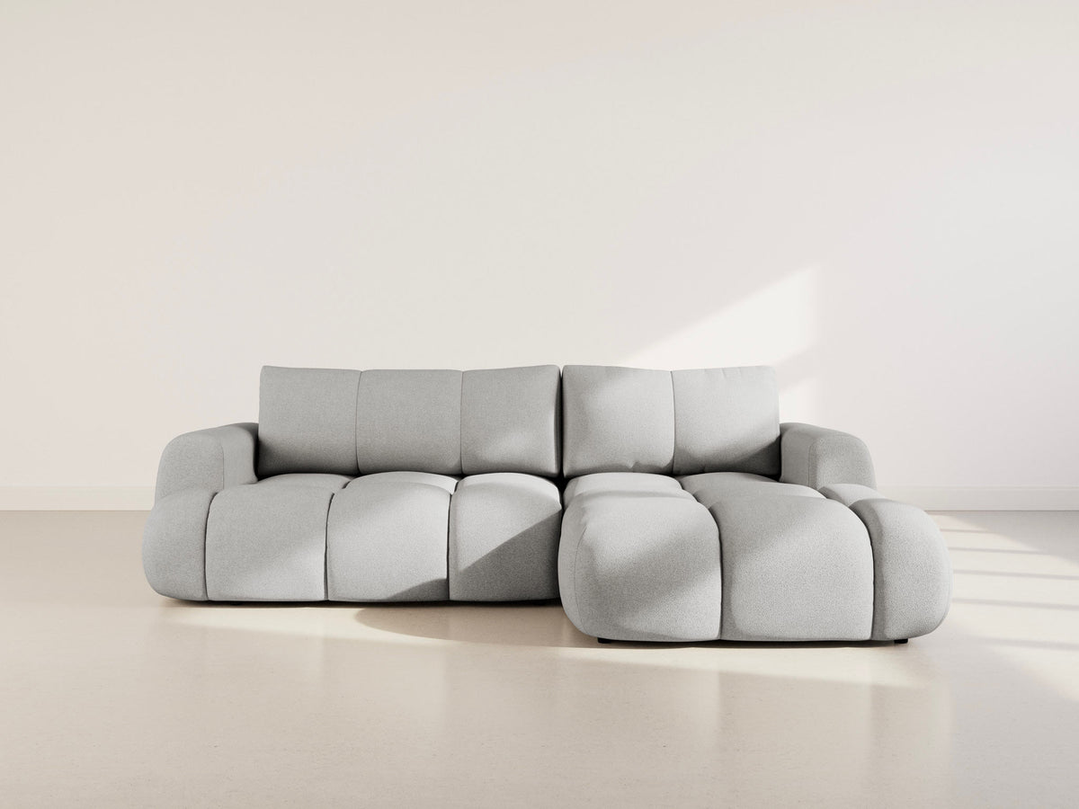 Yulin - 4-Seater Corner Sofa Bed with Storage - Bouclé Fabric - Light Grey