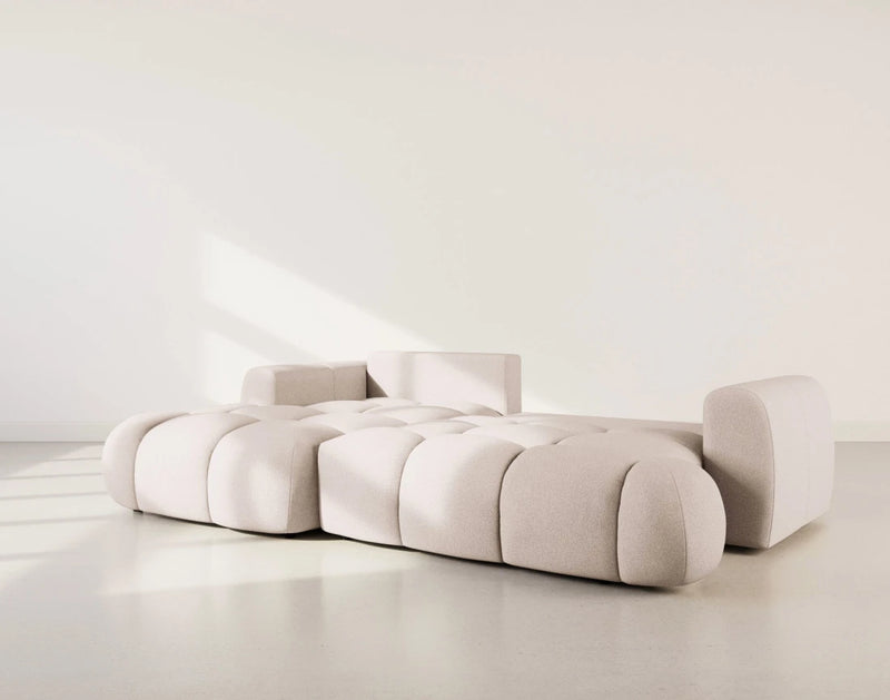 Yulin - Canapé D'Angle Convertible Avec Coffre - 4 Places - Tissu Bouclette - Beige