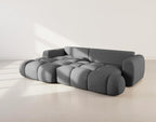 Yulin - Canapé D'Angle Convertible Avec Coffre - 4 Places - Tissu Bouclette - Gris Foncé