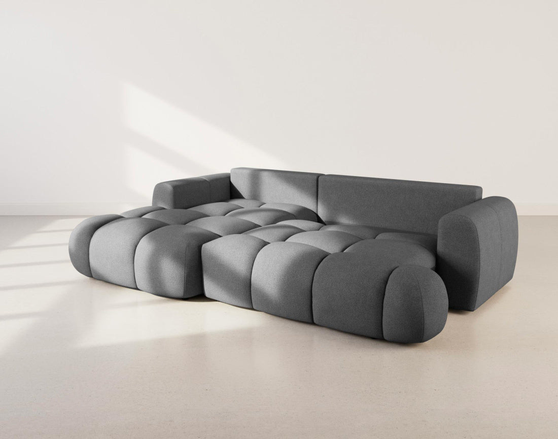 Yulin - Canapé D'Angle Convertible Avec Coffre - 4 Places - Tissu Bouclette - Gris Foncé