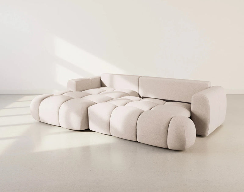 Yulin - Canapé D'Angle Convertible Avec Coffre - 4 Places - Tissu Bouclette - Beige