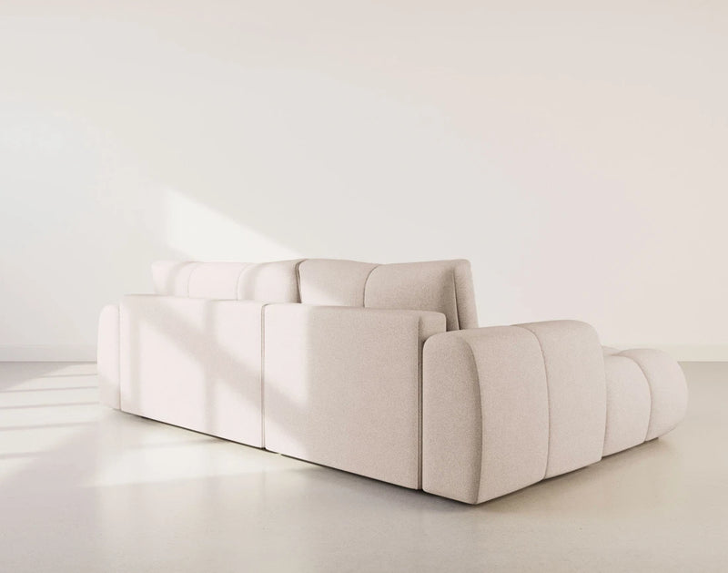 Yulin - Canapé D'Angle Convertible Avec Coffre - 4 Places - Tissu Bouclette - Beige