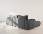 Yulin - Canapé D'Angle Convertible Avec Coffre - 4 Places - Tissu Bouclette - Gris Foncé