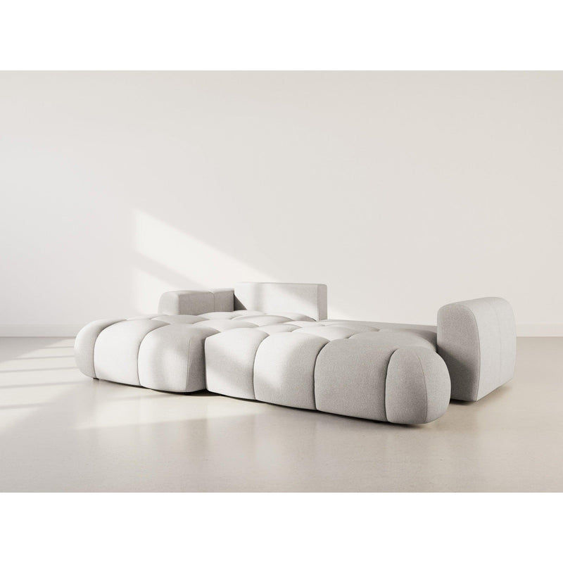 Yulin - Canapé D'Angle Convertible Avec Coffre - 4 Places - Tissu Bouclette - Gris Clair